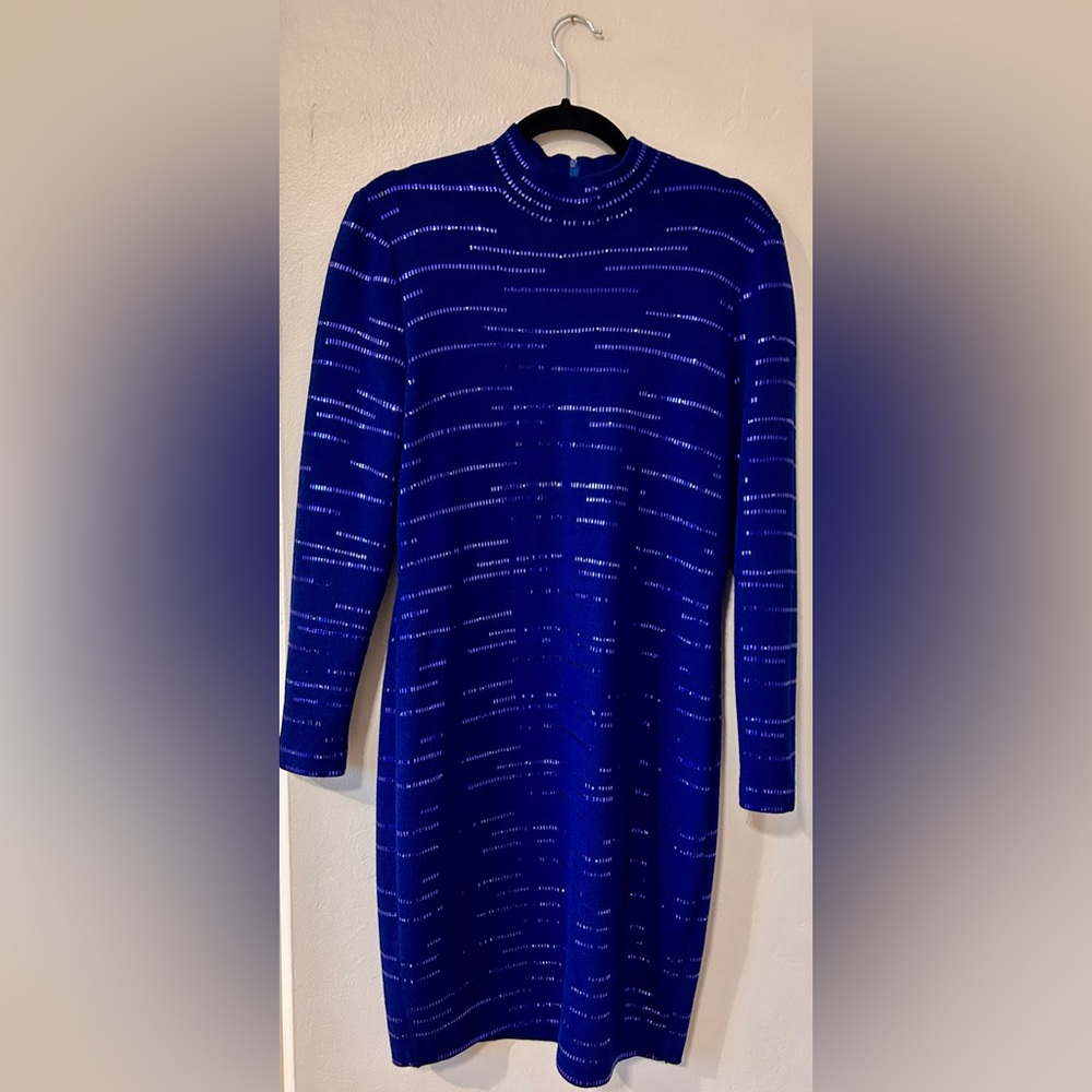 St. John Couture Evening Royal Blue Sequin Column Gown